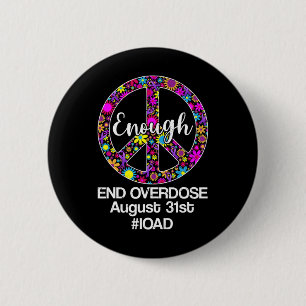 Overdose Awareness Day Purple Peace Sign 6 Cm Round Badge