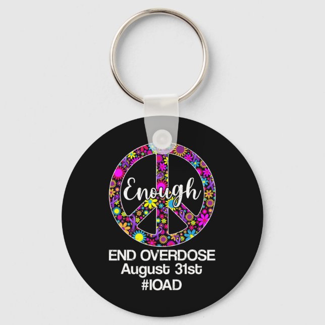 Overdose Awareness Day Purple Peace Sign  Key Ring (Front)