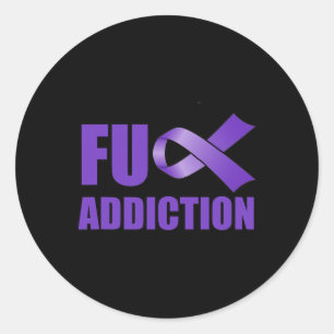 Overdose Awareness Day Purple Ribbon Fu Addiction Classic Round Sticker