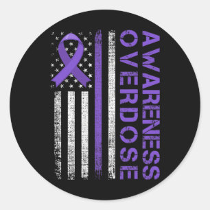 Overdose Awareness Day Usa American Flag Overdose Classic Round Sticker