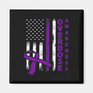 Overdose Awareness Day Usa American Flag Overdose  Magnet