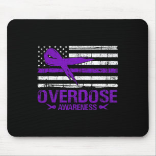 Overdose Awareness Day Usa American Flag Overdose Mouse Pad