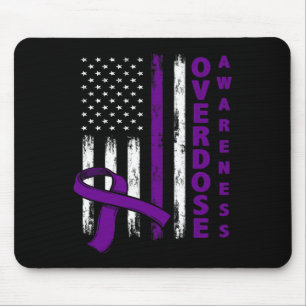 Overdose Awareness Day Usa American Flag Overdose Mouse Pad