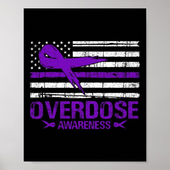 Overdose Awareness Day USA American Flag Overdose  Poster (Front)