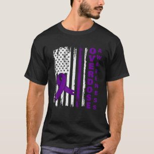 Overdose Awareness Day Usa American Flag Overdose T-Shirt