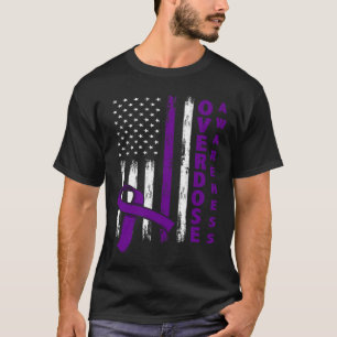 Overdose Awareness Day Usa American Flag Overdose  T-Shirt