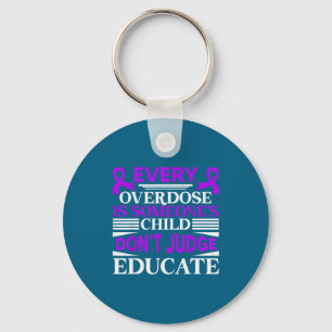 Overdose awareness dont judge educate purple ribbo key ring