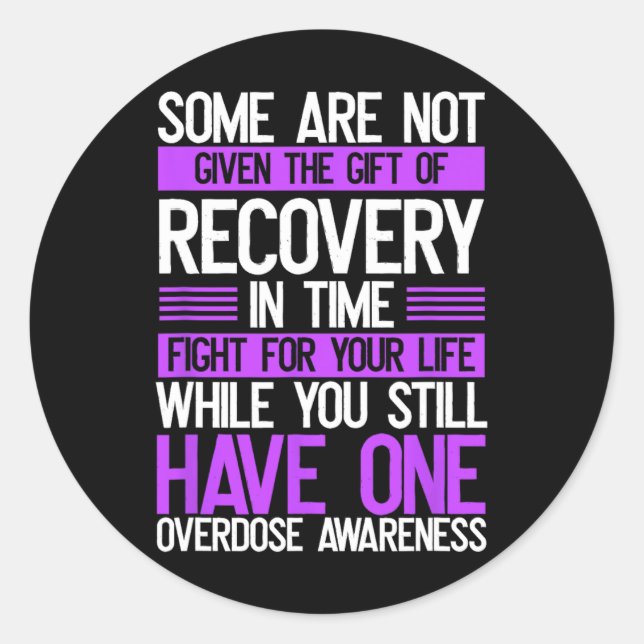 Overdose Awareness Fighter Purple Ribbon Drug Abus Classic Round Sticker (Front)