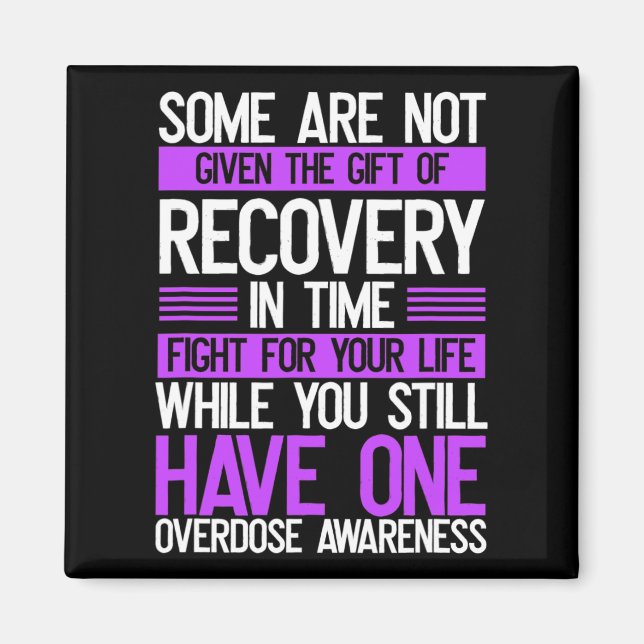 Overdose Awareness Fighter Purple Ribbon Drug Abus Magnet (Front)