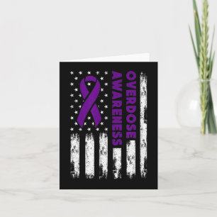 Overdose Awareness Flag Pruple Ribbon Addiction Re Card