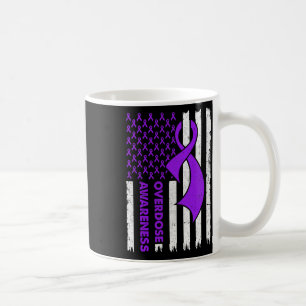 Overdose Awareness Flag Purple Ribbon Addiction Re Coffee Mug
