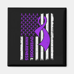 Overdose Awareness Flag Purple Ribbon Addiction Re Magnet
