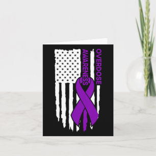 Overdose Awareness Flag Purple Ribbon Card