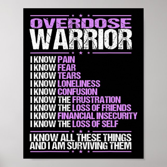 Overdose Awareness I Know Pain Survivor Purple Rib Poster (Front)