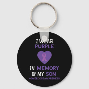 Overdose Awareness In Memory Of My Son Purple Ribb Key Ring