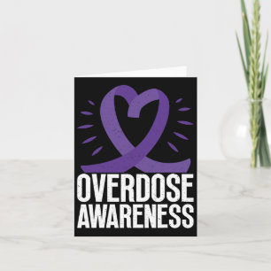 Overdose Awareness In Purple Ribbon For Drug Addic Card