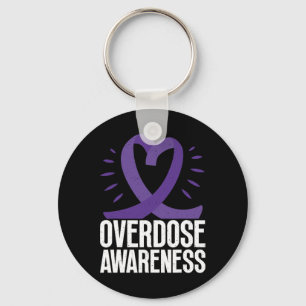 Overdose Awareness In Purple Ribbon For Drug Addic Key Ring