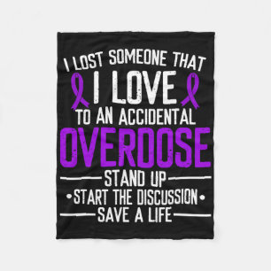 Overdose Awareness Lost Someone I Love Purple Ribb Fleece Blanket