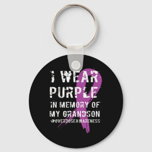 Overdose Awareness Memory Of Grandson Purple Ribbo Key Ring