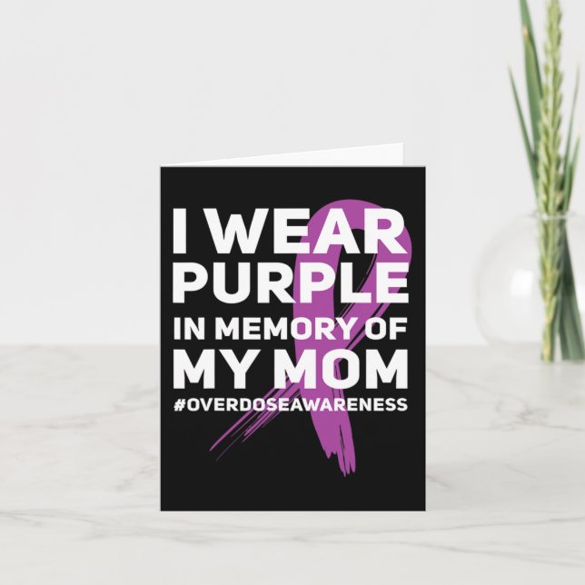 Overdose Awareness Memory of Mum Purple Ribbon  Card (Front)