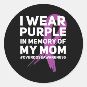 Overdose Awareness Memory Of Mum Purple Ribbon Classic Round Sticker