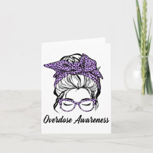 Overdose Awareness Messy Hair Bun For Women 3  Card