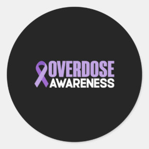 Overdose Awareness Month 2022 Overdose Day Ribbon Classic Round Sticker