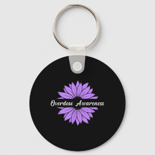 Overdose Awareness Month August Purple Sunflower Key Ring