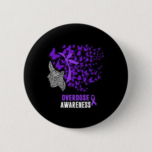 Overdose Awareness Month Butterfly Purple Ribbon W 6 Cm Round Badge