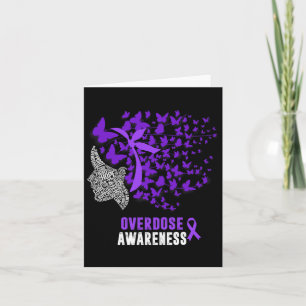 Overdose Awareness Month Butterfly Purple Ribbon W Card