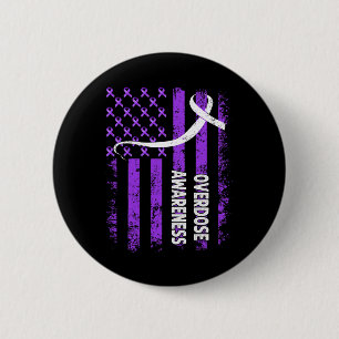 Overdose Awareness Month Flag Purple For Husband A 6 Cm Round Badge