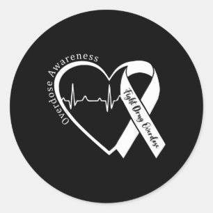 Overdose Awareness Month Heart Purple Ribbon Classic Round Sticker