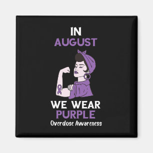 Overdose Awareness Month In August Purple Ribbon O Magnet
