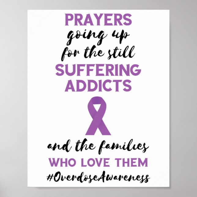 Overdose Awareness Month Prayers Going Up Purple R Poster (Front)