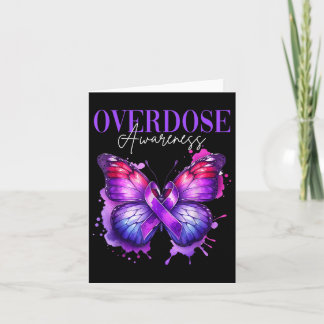 Overdose Awareness Month Purple Ribbon Butterfly  Card