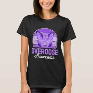 Overdose Awareness Month Purple Ribbon Butterfly T-Shirt