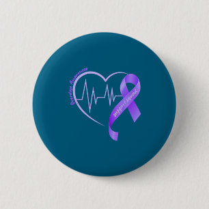 Overdose Awareness Month Purple Ribbon Heart Suprt 6 Cm Round Badge