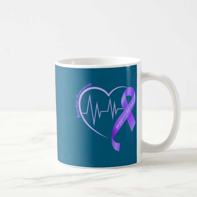 Overdose Awareness Month Purple Ribbon Heart Suprt Coffee Mug (Right)