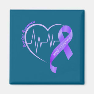 Overdose Awareness Month Purple Ribbon Heart Suprt Magnet