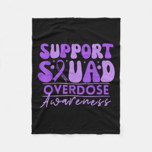 Overdose Awareness Month Purple Ribbon Support Squ Fleece Blanket