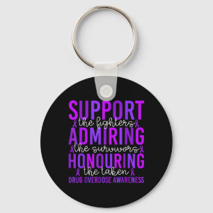 Overdose Awareness Month Ribbon Purple Support Men Key Ring