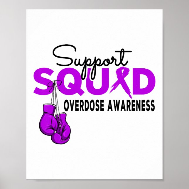 Overdose Awareness Month Support Squad Purple Ribb Poster (Front)