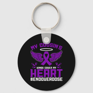 Overdose Awareness My Cousin's Wings Cover My Hear Key Ring