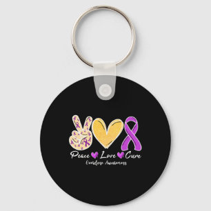 Overdose Awareness Peace Love Heart Ribbon Family Key Ring