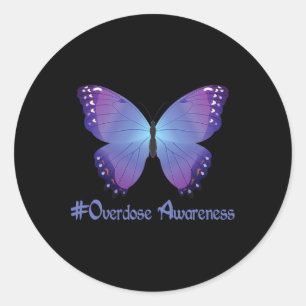 Overdose Awareness Purple Butterfly Drug Addiction Classic Round Sticker