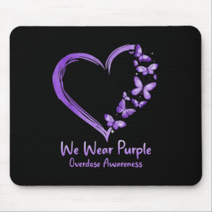 Overdose Awareness Purple Butterfly Heart Mouse Pad