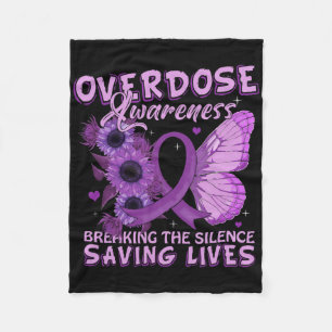 Overdose Awareness Purple Ribbon Addiction Fleece Blanket