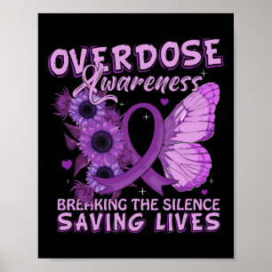Overdose Awareness Purple Ribbon Addiction Poster