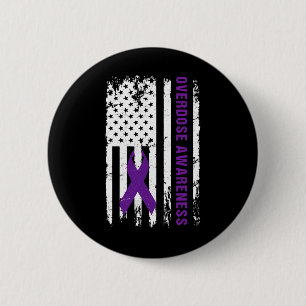 Overdose Awareness Purple Ribbon Addiction Recover 6 Cm Round Badge