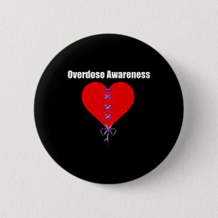 Overdose Awareness Purple Ribbon Broken Heart Grie 6 Cm Round Badge